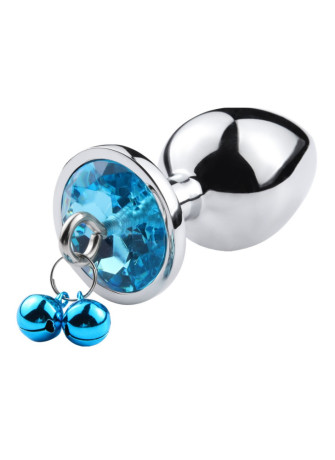 Plug bijou aluminium bleu avec clochettes Taille M -  RY-002-A-ZB
